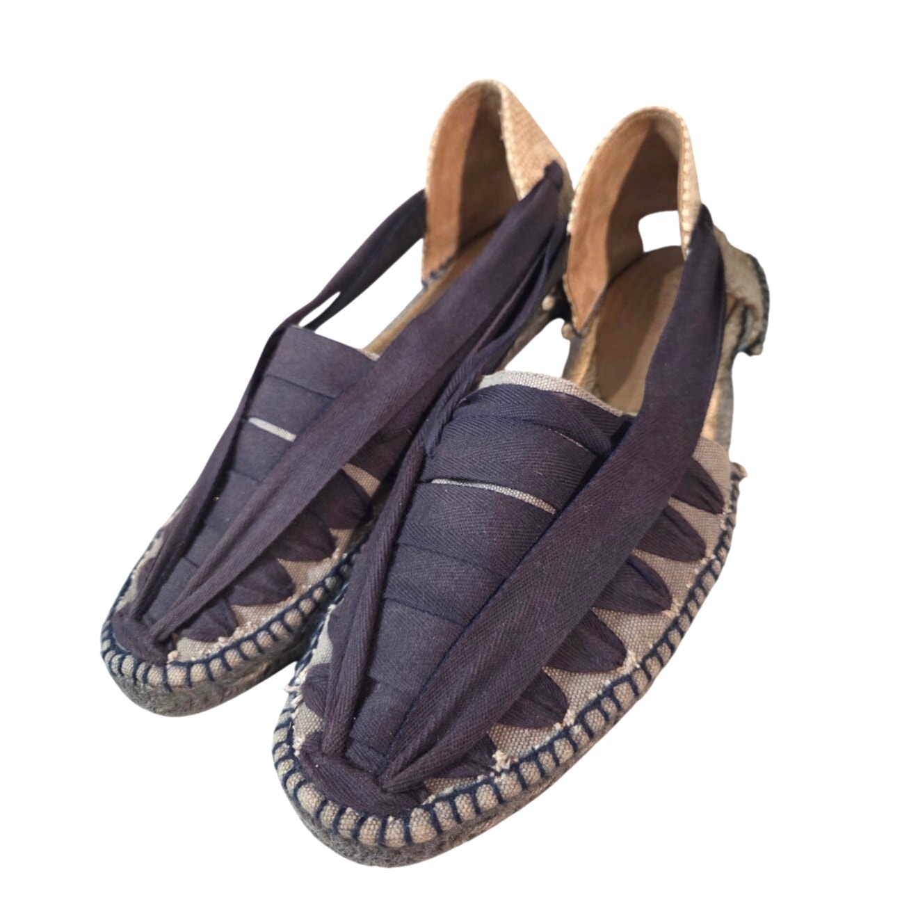Blue Castaner Norman Tufted Espadrille Sandals Size 44 Spain Gray Hobo